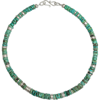 Vintage Turquoise Silver Disc Necklace Necklace Pruden and Smith   