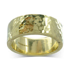 Wide Hammered Gold Wedding Band Ring Pruden and Smith 10mm 18ct Yellow Gold 