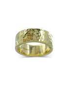 Wide Hammered Gold Wedding Band Ring Pruden and Smith 10mm 18ct Yellow Gold 