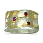 Wide Hammered Gold Pieces Ruby, Emerald or Sapphire Ring by Pruden and Smith | Widerubypiecesring2.jpg