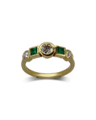 Yellow Gold Emerald Diamond Ring Ring Pruden and Smith   
