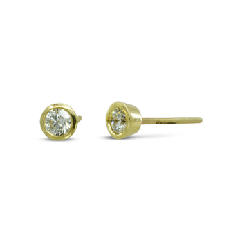 Round Gold Diamond Stud Earrings Earring Pruden and Smith   