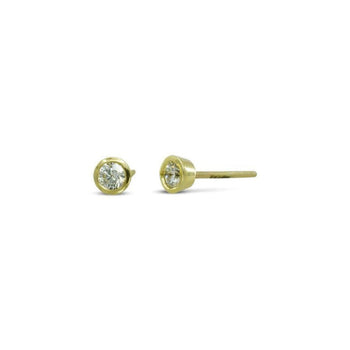 Round Gold Diamond Stud Earrings Earring Pruden and Smith   