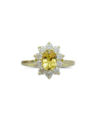 Yellow Sapphire Diamond Vintage Cluster Ring Ring Pruden and Smith Default Title  