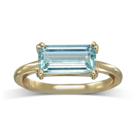 Aquamarine Baguette Dress Ring by Pruden and Smith | aquamarine-baguette-claw-set-dress-ring.jpg