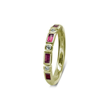 Alternating Baguette Ruby and Diamond Yellow Gold Eternity Ring Ring Pruden and Smith Default Title  