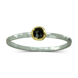 Black Spinel Silver Stacking Rings Ring Pruden and Smith Default Title  