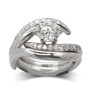 Spiky Platinum Engagement and Wedding Band Set Ring Pruden and Smith   