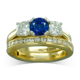 Sapphire and Diamond Pave Set Cliq Engagement Ring Ring Pruden and Smith   