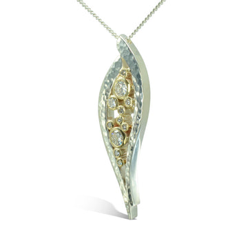 Forged Silver and Gold Diamond Pendant Pendant Pruden and Smith   
