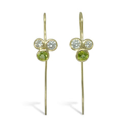 Diamond Peridot Trefoil Earrings Yellow Gold by Pruden and Smith | diamond-peridot-drop-earrings.jpg