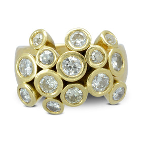 Tube 18ct Yellow Gold Diamond Cluster Ring Ring Pruden and Smith   