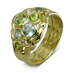 Edged Diamond Aquamarine Bubbles Cluster Ring Ring Pruden and Smith   