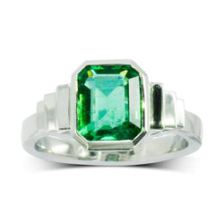 Emerald Art Deco Inspired Dress Ring Ring Pruden and Smith   