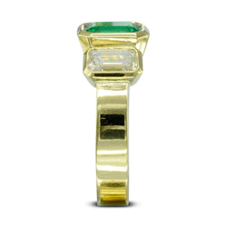 Yellow Gold Emerald and Diamond Trilogy Ring Ring Pruden and Smith   