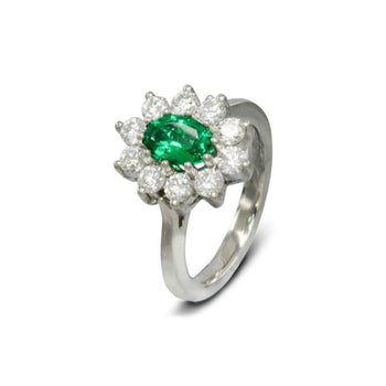 Vintage Emerald and Diamond Cluster Ring Ring Pruden and Smith   