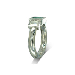 Emerald and Diamond Platinum Trilogy Ring Ring Pruden and Smith   