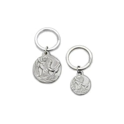 Silver or Gold St Christopher Pendant Pruden and Smith 30mm Keyring Silver