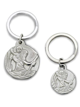 Silver or Gold St Christopher Pendant Pruden and Smith 30mm Keyring Silver