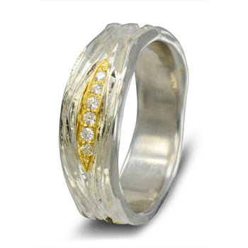 Trap Wide Carved Two Colour Diamond Ring Ring Pruden and Smith   