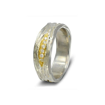 Trap Wide Carved Two Colour Diamond Ring Ring Pruden and Smith   