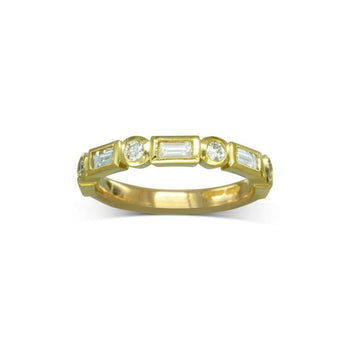 Alternating Baguette and Round Diamond Half Eternity Ring Ring Pruden and Smith   
