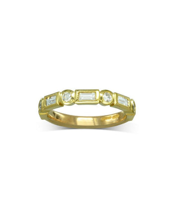 Alternating Baguette and Round Diamond Half Eternity Ring Ring Pruden and Smith   