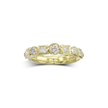 Alternating 18ct Gold Half Eternity Ring Ring Pruden and Smith   
