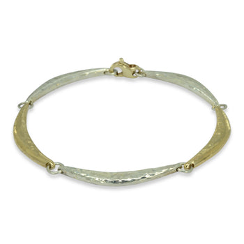 Hammered Crescent Silver and Gold Bracelet Bracelet Pruden and Smith   