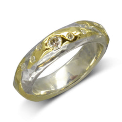 Hammered Gold Silver Diamond Ring Ring Pruden and Smith 18ct Yellow Gold and Platinum  