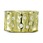 Hammered 18ct Yellow Gold Diamond Eternity Ring (Wide) Ring Pruden and Smith Default Title  