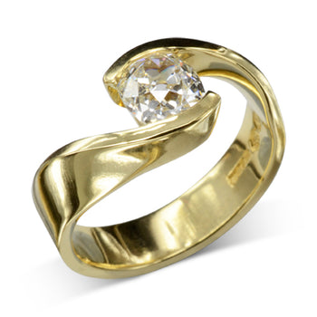 Flat Twist 18ct Yellow Gold Diamond Engagement Ring Ring Pruden and Smith Default Title  