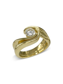 Flat Twist Yellow Gold Engagement and Wedding Band Set Ring Pruden and Smith   