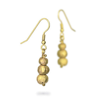 Triple Nugget Yellow Gold Drop Earrings Earring Pruden and Smith   