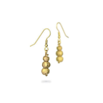 Triple Nugget Yellow Gold Drop Earrings Earring Pruden and Smith   