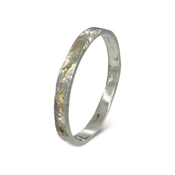 Hammered Solid 9ct Gold and Silver Bangle Bangle Pruden and Smith   