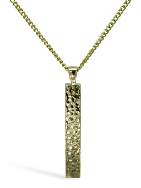 Hammered 9ct Yellow Gold Bar Pendant Pendant Pruden and Smith   