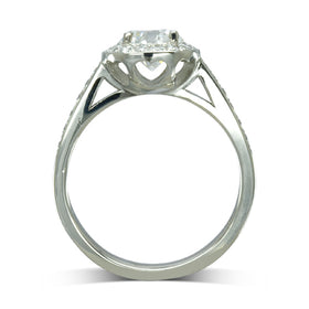 Heart Gallery Diamond Cluster Engagement Ring with Diamond Shank Ring Pruden and Smith   
