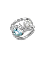 Spiky Aquamarine and Diamond Stacking Ring Set Ring Pruden and Smith   