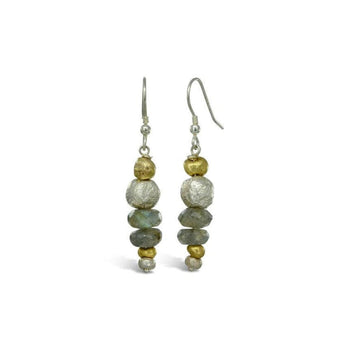 Nugget Faceted Gemstone Dangly Earrings Earring Pruden and Smith   