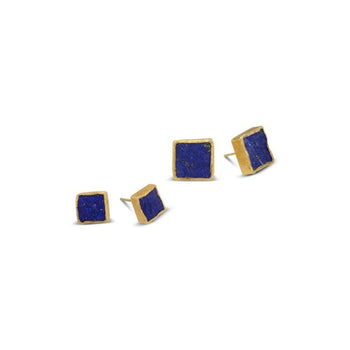 Lapis Lazuli Square Stud Earrings (8mm) Earstuds Pruden and Smith   