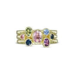 Multi-Coloured Oval Sapphire Stacking Ring Ring Pruden and Smith   