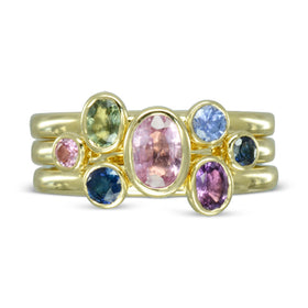 Multi-Coloured Oval Sapphire Stacking Ring Ring Pruden and Smith   