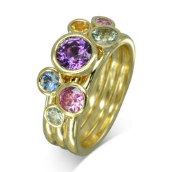 Multi Coloured Round Sapphire Stacking Ring Ring Pruden and Smith   