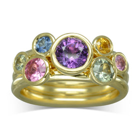 Multi-Coloured Round Sapphire Stacking Ring Ring Pruden and Smith   