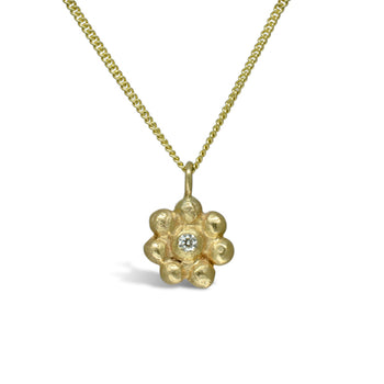 Nugget Flower 9ct Gold and Diamond Pendant Pendant Pruden and Smith   