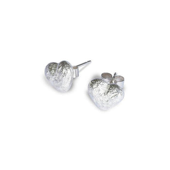 Silver Nugget Heart Ear Studs Earstuds Pruden and Smith   