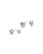 Hammered Silver Heart Stud Earrings Earring Pruden and Smith 12mm  