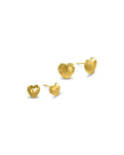Hammered Yellow Gold Heart Stud Earrings Earring Pruden and Smith 8mm  