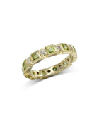 Alternating Yellow Gold Peridot and Diamond Full Eternity Ring Ring Pruden and Smith Default Title  